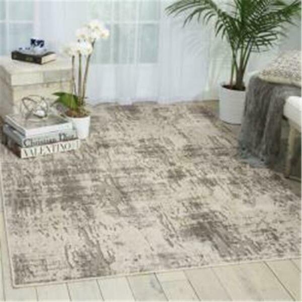 5 Ft. 3 In. X 7 Ft. 3 In. Nourison Gleam Ivory Grey Area Rug, Michael Amini, Mfr#: 841491107840